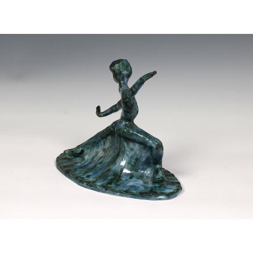 96 - Guernsey Studio pottery - Elizabeth Ann Macphail (1939-89) turquoise glazed sculpture featuring a st... 