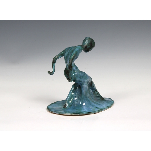 97 - Guernsey Studio pottery - Elizabeth Ann Macphail (1939-89) turquoise glazed sculpture featuring a st... 