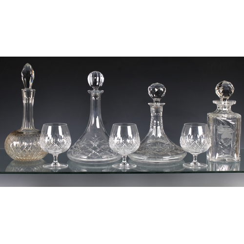 117 - Four cut glass decanters to include a ships decanter by Edinburgh Crystal, 25«cm. high; decanter wit... 