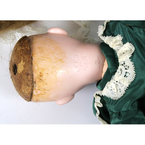 149 - A French SFBJ (Socit Franaise de Fabrication de Bbs et Jouets) bisque head doll with blue sleep... 