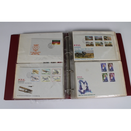 157 - Philately interest - Stamp binder Rhodesia 1905-1983, to include set of six 1905 opening of Victoria... 