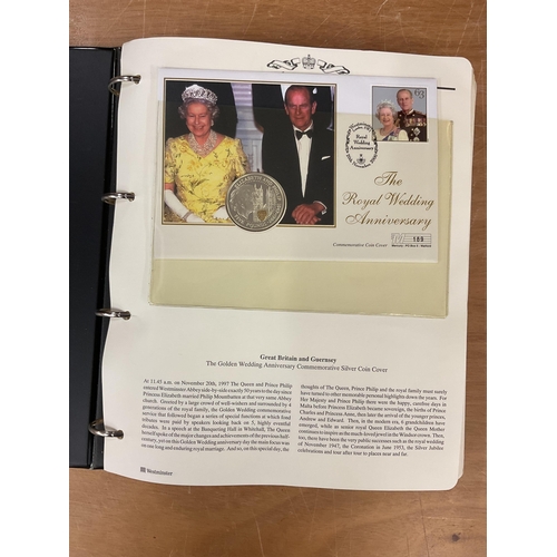 179 - Philately interest - A collection of Royal Commemorative stamps etc housed in three binders, to incl... 