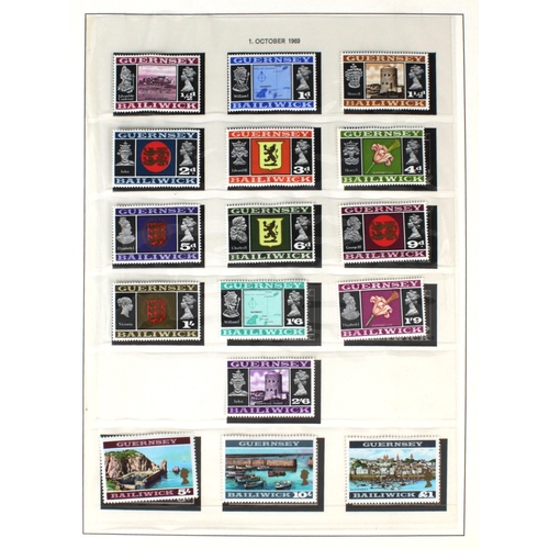 185 - Philately interest - A Lindner binder of mint Guernsey stamps 1969-1979 full and complete, to includ... 