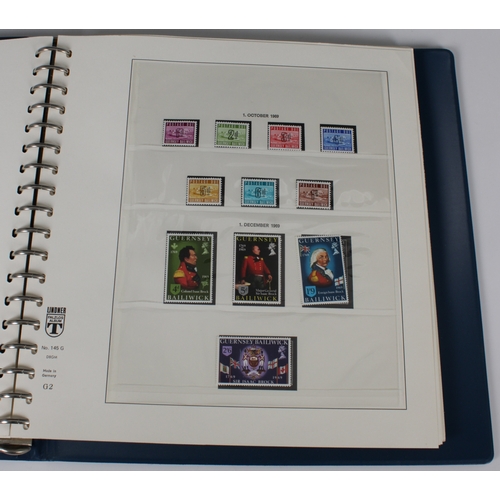 185 - Philately interest - A Lindner binder of mint Guernsey stamps 1969-1979 full and complete, to includ... 