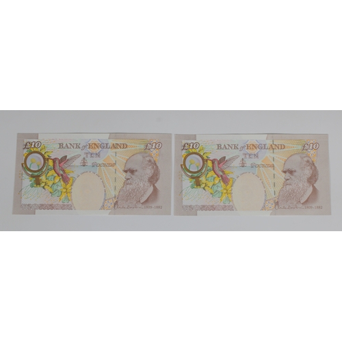 194 - British Banknotes - Bank of England Ten Pounds consecutive pair c.2000, Signatory Merlyn Lowther, se... 
