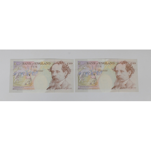 196 - British Banknotes - Bank of England Ten Pounds (2) c.1993, Signatory G. E. A. Kentfield, serial numb... 