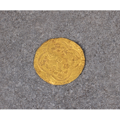 221 - Numismatist interest - France, Charles V (1364-80), Franc  cheval du Dauphin 3.8g, obverse - karol... 