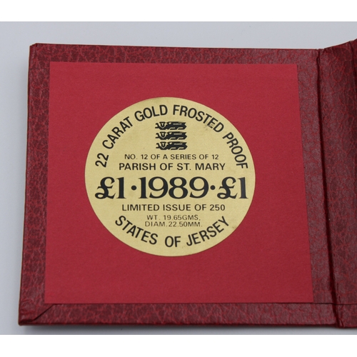 235 - A States of Jersey 22 carat one pound frosted proof coin (St. Mary) cased.