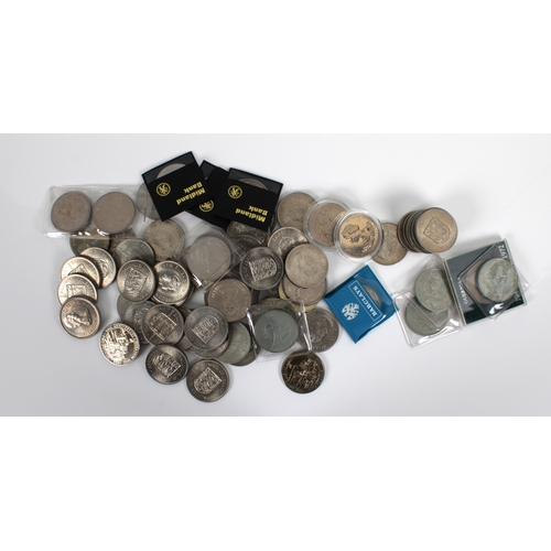 237 - A collection of Jersey, Guernsey and UK Crowns, Two Pound coins etc to include many commemorative is... 