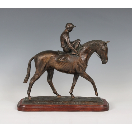 10 - Michael Lloyd (British, born 1950) - Limited edition bronze study of Jockey Upsigned and dated 1985,... 