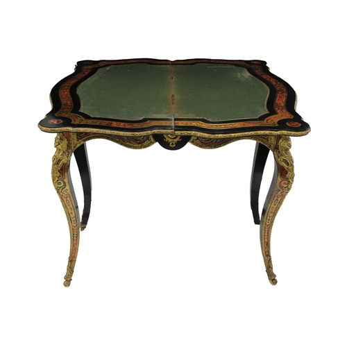 181 - A Louis XV style serpentine Boulle card table (CITES required to export this from Guernsey)mid 19th ... 