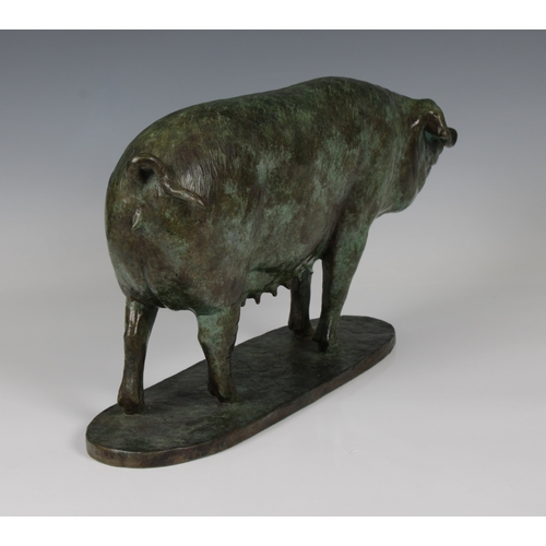 19 - William Newton (20th century) - A limited edition bronze study of a large Black Breeding Sowgreen pa... 