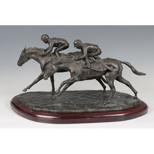 2 - Philip Blacker (British, born 1949) - Limited edition bronze of two race horses in a tight finish 'L... 