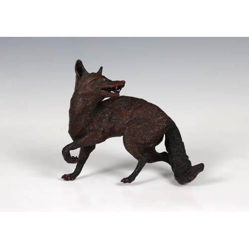 31 - Pierre Diamantopoulo (Egyptian/British 20th century) Limited edition bronze figure of a foxcopper co... 