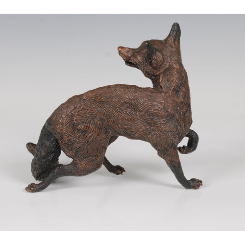 31 - Pierre Diamantopoulo (Egyptian/British 20th century) Limited edition bronze figure of a foxcopper co... 