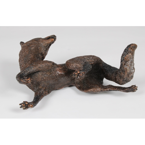 31 - Pierre Diamantopoulo (Egyptian/British 20th century) Limited edition bronze figure of a foxcopper co... 