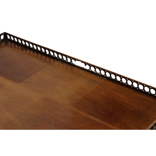 67 - A ?Chinese Chippendale? mahogany occasional tablethe square top with pierced gallery on pierced legs... 