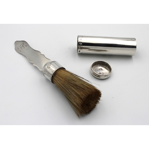 278 - A George III silver shaving brushJoseph Cresswell, London 1771, of telescopic cylindrical form, with... 