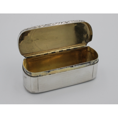 289 - A George IV silver table snuff boxJoseph Willmore, Birmingham, 1833, of elongated oval form with ree... 