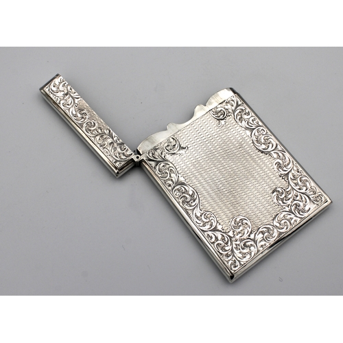 290 - A Victorian silver card caseGervase Wheeler, Birmingham, 1840, of rectangular form with cantered rim... 