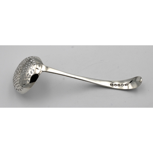 293 - A George III silver Old English pattern sifter spoonHester Bateman, London, 1789, inscribed with ini... 