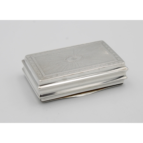 295 - A George III silver snuff boxMathew Linwood, Birmingham, 1812, of rectangular form with concave ribb... 