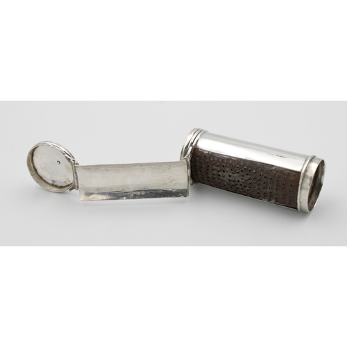 299 - A Victorian silver cylindrical nutmeg gratermaker's mark indistinct, London, 1839, with hinged top a... 