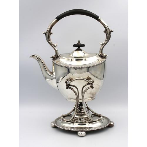 315 - A silver spirit kettle on stand with burnerEllis & Co (Ellis Jacob Greenberg), London, 1919, overall... 