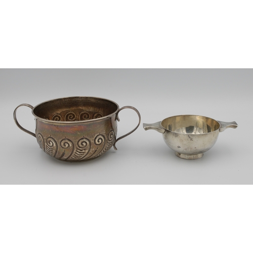 323 - A silver twin handled porringerHenry Stratford, London, 1897, 17 x 6cm high, together with a silver ... 