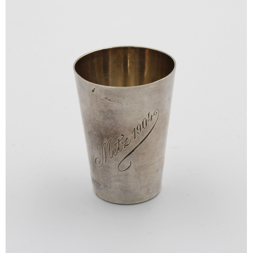 339 - A German silver tot cupby Mosgau Franz, Berlin, early 20th century, of typical cylindrical tapering ... 