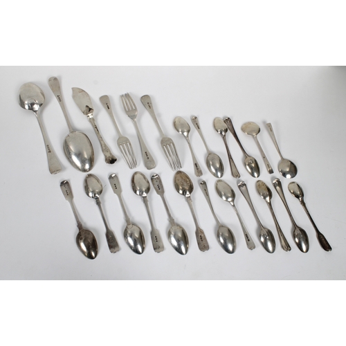 355 - A collection of silver spoons etcof varying dates and maker's, weight 21.48 tr.oz. (quantity)