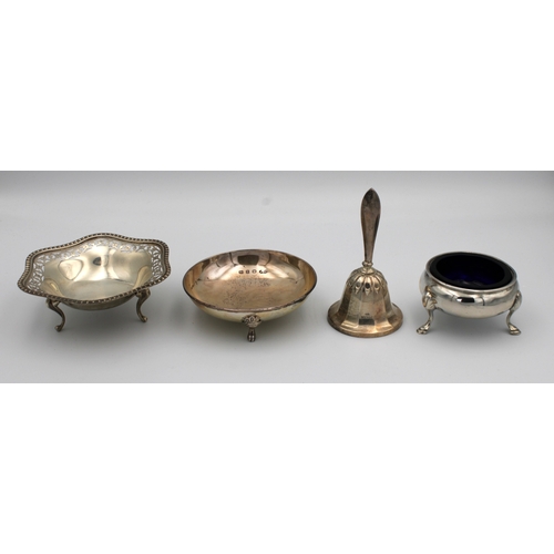 362 - A collection of silver smallsto include a miniature hand bell by William Suckling Ltd, Birmingham, 1... 