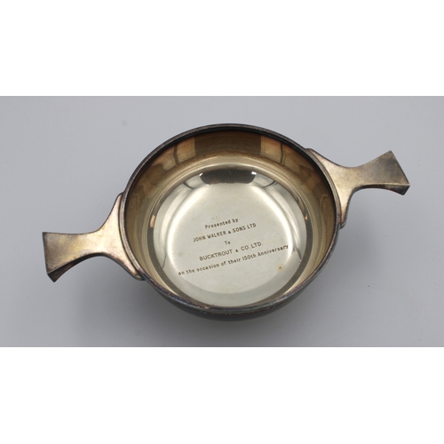 366 - Breweriana /  Bucktrout Guernsey interest - A cased silver presentation QuaichRichard Lawton Ltd, Lo... 