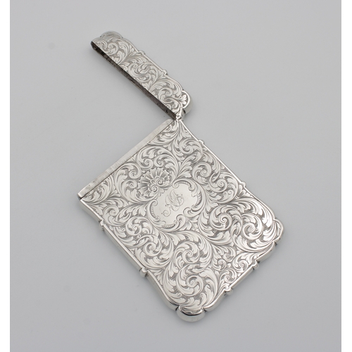 377 - A Victorian silver card caseDavid Pettifer, Birmingham, 1852, of shaped rectangular form, having lar... 