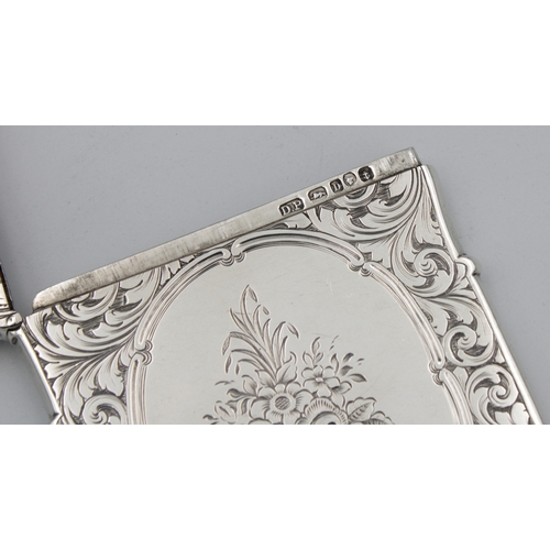 377 - A Victorian silver card caseDavid Pettifer, Birmingham, 1852, of shaped rectangular form, having lar... 