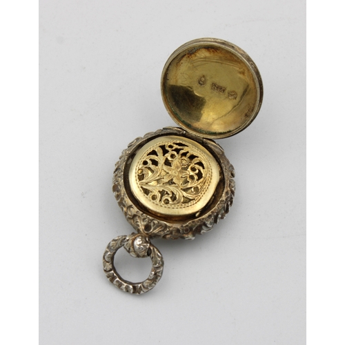 378 - A George IV silver gilt pendent vinaigretteNathaniel Mills, Birmingham, 1829, of circular form with ... 