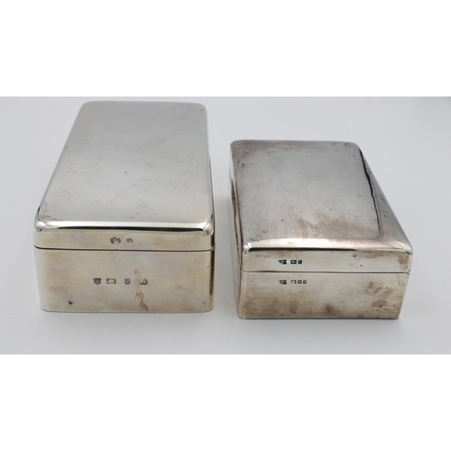 406 - A heavy gauge silver cigarette boxA J Zimmermann Ltd, Birmingham, 1898, with two compartment wooden ... 