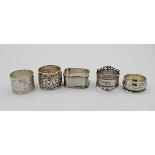 440 - Five silver napkin ringsSheffield, Birmingham and London, weight 3.67 tr.oz. (5)