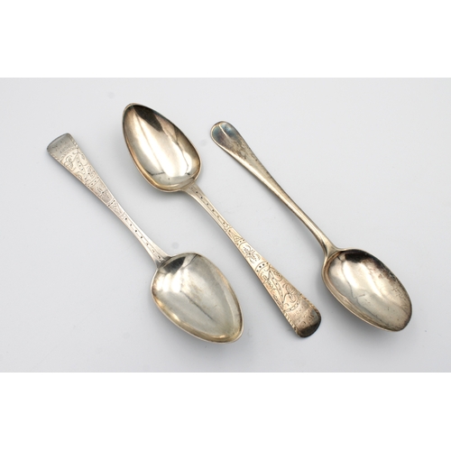 475 - A pair of early 19th century Jersey silver bright cut Old English pattern table spoonsmaker's mark T... 