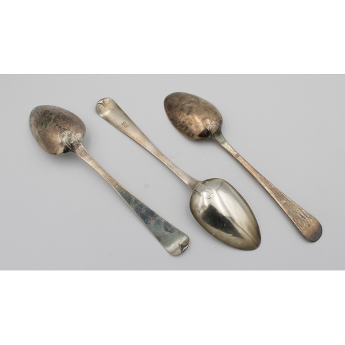 475 - A pair of early 19th century Jersey silver bright cut Old English pattern table spoonsmaker's mark T... 