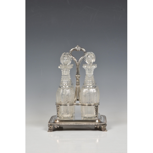 480 - An early Victorian silver decanter standMary Sibley & Richard Sibley II, London, 1838, of shaped squ... 