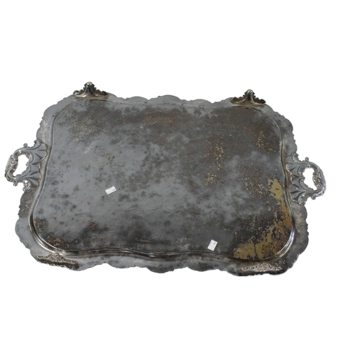 509 - A Superb quality Victorian silver plated twin handled tray of massive proportionsof shaped rectangul... 