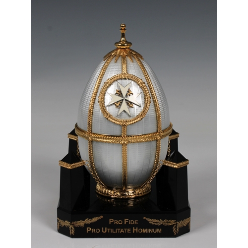 514 - A Sarah Faberge "The Order of St John" silver gilt and guilloche enamel eggthe silver-gilt... 