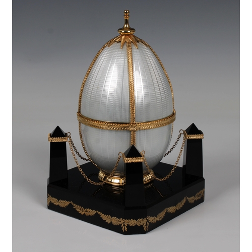 514 - A Sarah Faberge "The Order of St John" silver gilt and guilloche enamel eggthe silver-gilt... 