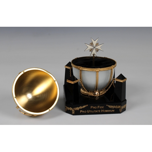 514 - A Sarah Faberge "The Order of St John" silver gilt and guilloche enamel eggthe silver-gilt... 