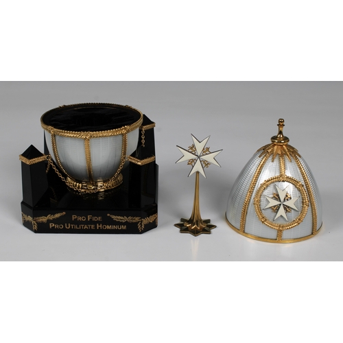 514 - A Sarah Faberge "The Order of St John" silver gilt and guilloche enamel eggthe silver-gilt... 