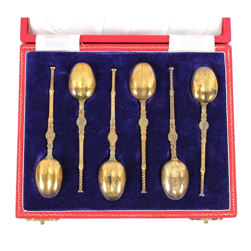 523 - A cased set of six silver gilt Coronation anointing spoonsWilliam Suckling Ltd, Birmingham, 1953, 9.... 