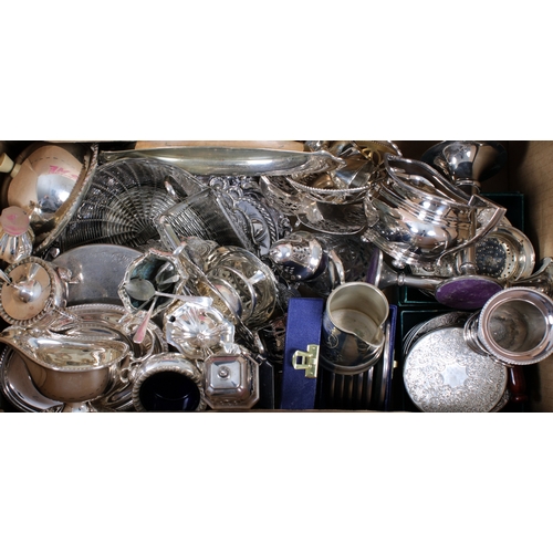 530 - A large collection of various silver plateto include coaster, dishes, condiment sets, jugs, vases, s... 