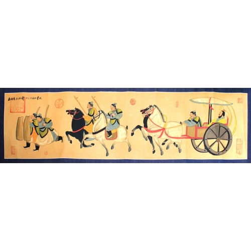 779 - A group of Chinese scroll paintingsLikely 19th Century, Soldiers on Horseback, signed with seal mark... 