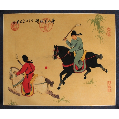 779 - A group of Chinese scroll paintingsLikely 19th Century, Soldiers on Horseback, signed with seal mark... 